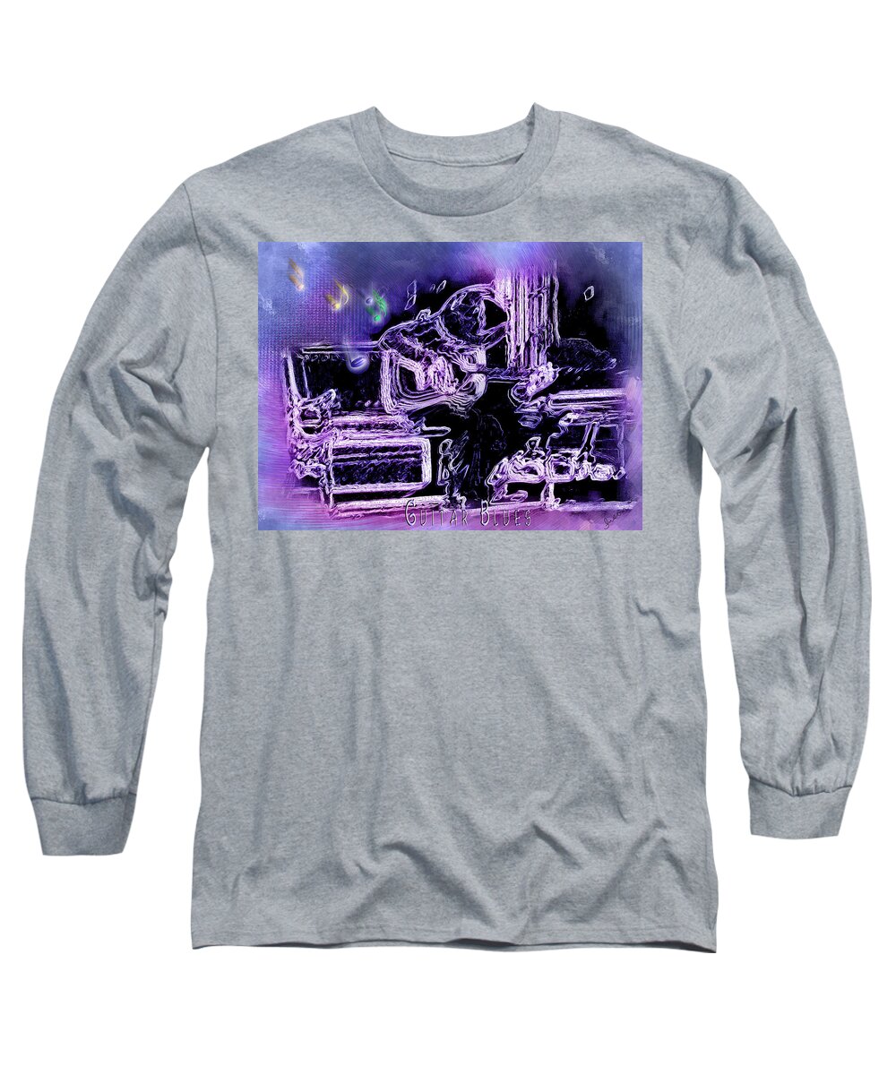 Abstract Art Long Sleeve T-Shirt featuring the photograph Guitar Blues by Susan Kinney
