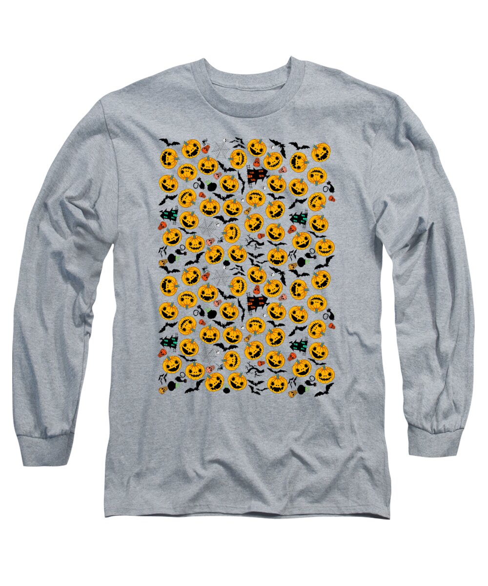 Pattern Long Sleeve T-Shirt featuring the painting Halloween party by Mark Ashkenazi