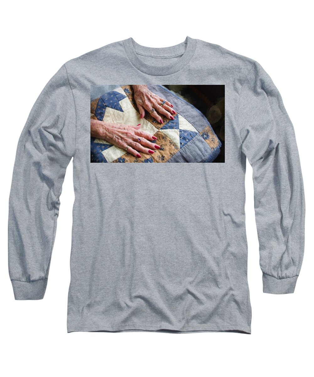 Age Long Sleeve T-Shirt featuring the digital art Hand made quilt by Debra Baldwin