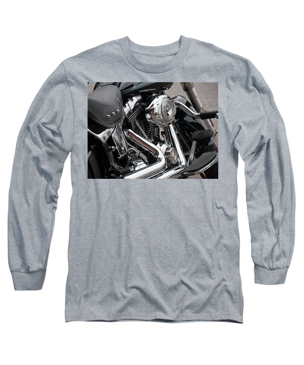 Harley Long Sleeve T-Shirt featuring the photograph Harley Chrome by Brian Kinney