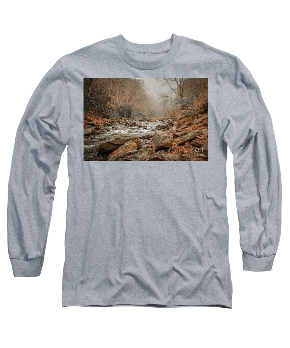 Mountain Long Sleeve T-Shirt featuring the photograph Hazy Mountain Stream #2 by Tom Claud