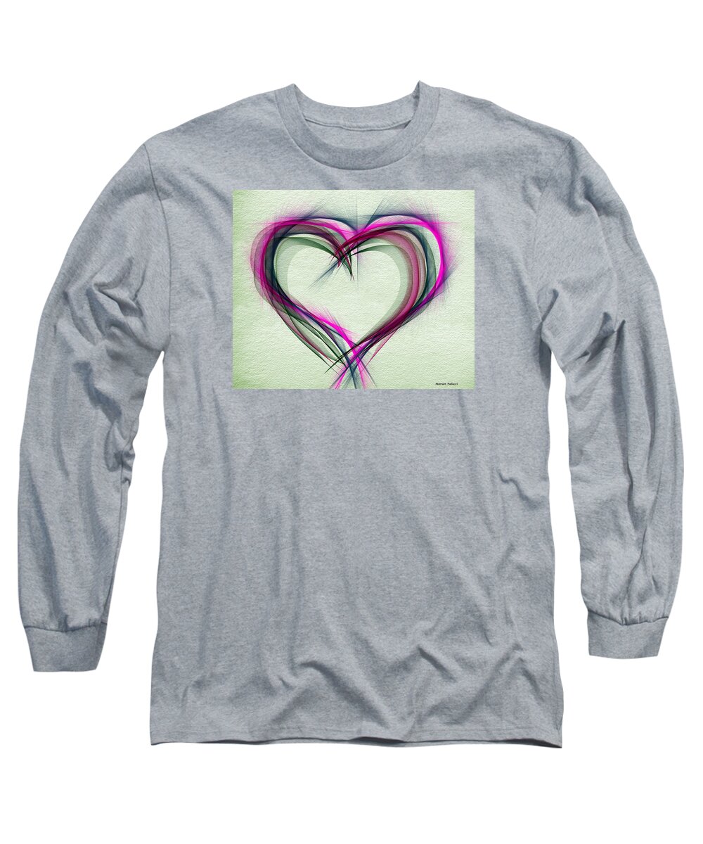 Heart Long Sleeve T-Shirt featuring the digital art Heart of Many Colors by Marian Lonzetta