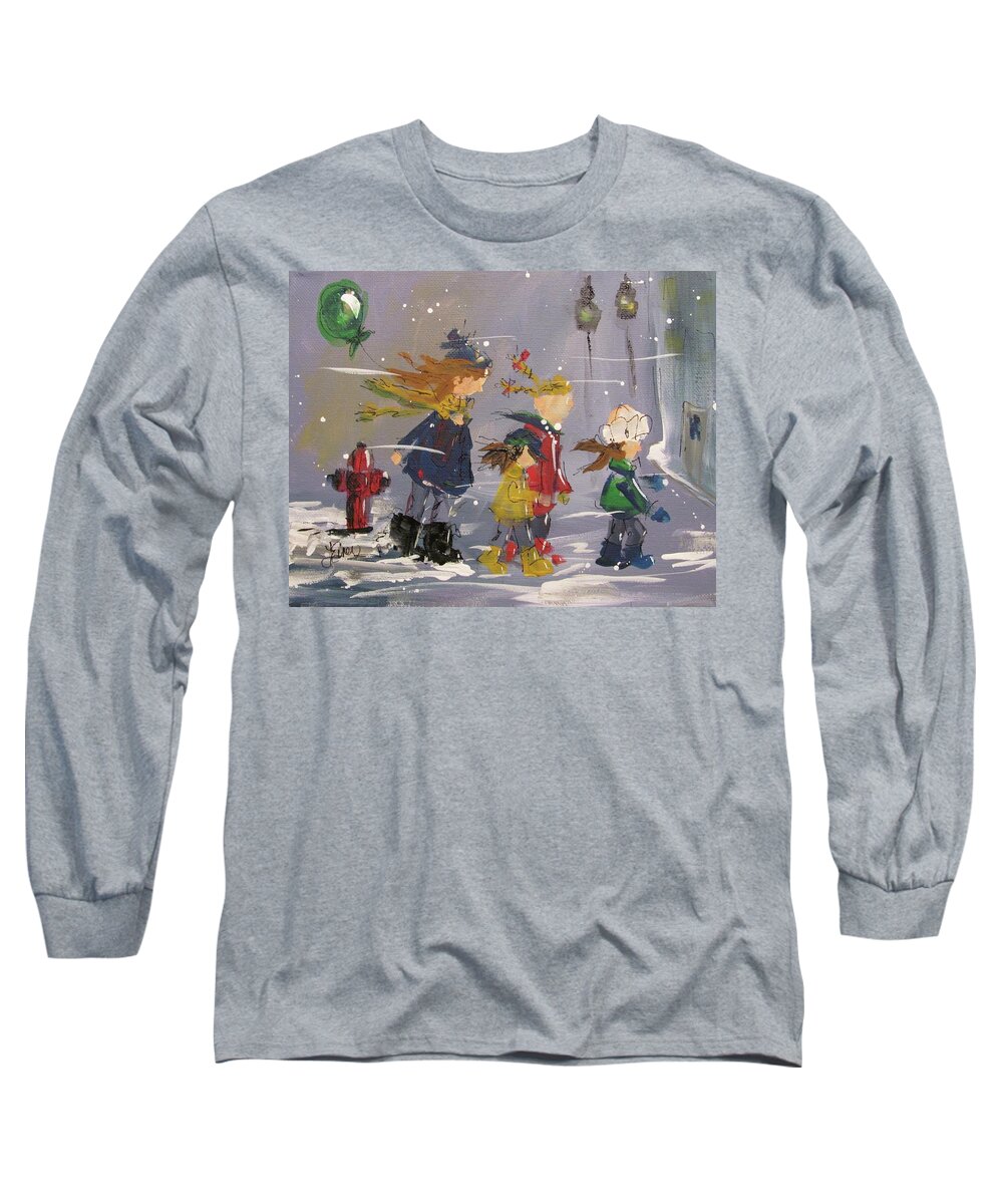 Winter Long Sleeve T-Shirt featuring the painting Hurry Home by Terri Einer