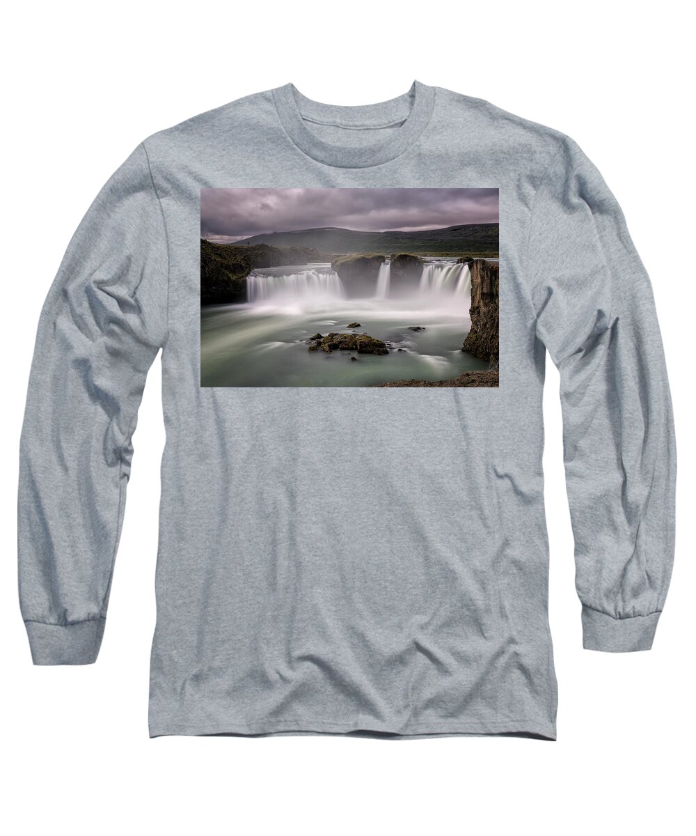 Iceland Long Sleeve T-Shirt featuring the photograph Iceland Waterfall by Tom Singleton