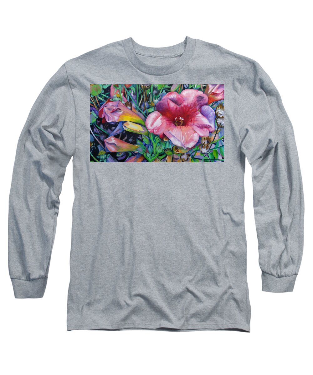 Flowers Long Sleeve T-Shirt featuring the painting Fragrant blooms by Jeremy Holton
