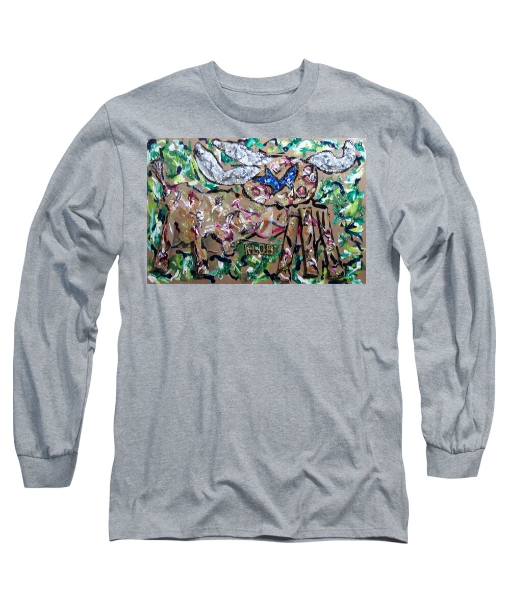 Bison Long Sleeve T-Shirt featuring the painting Industrial Strength Bison by Kevin OBrien