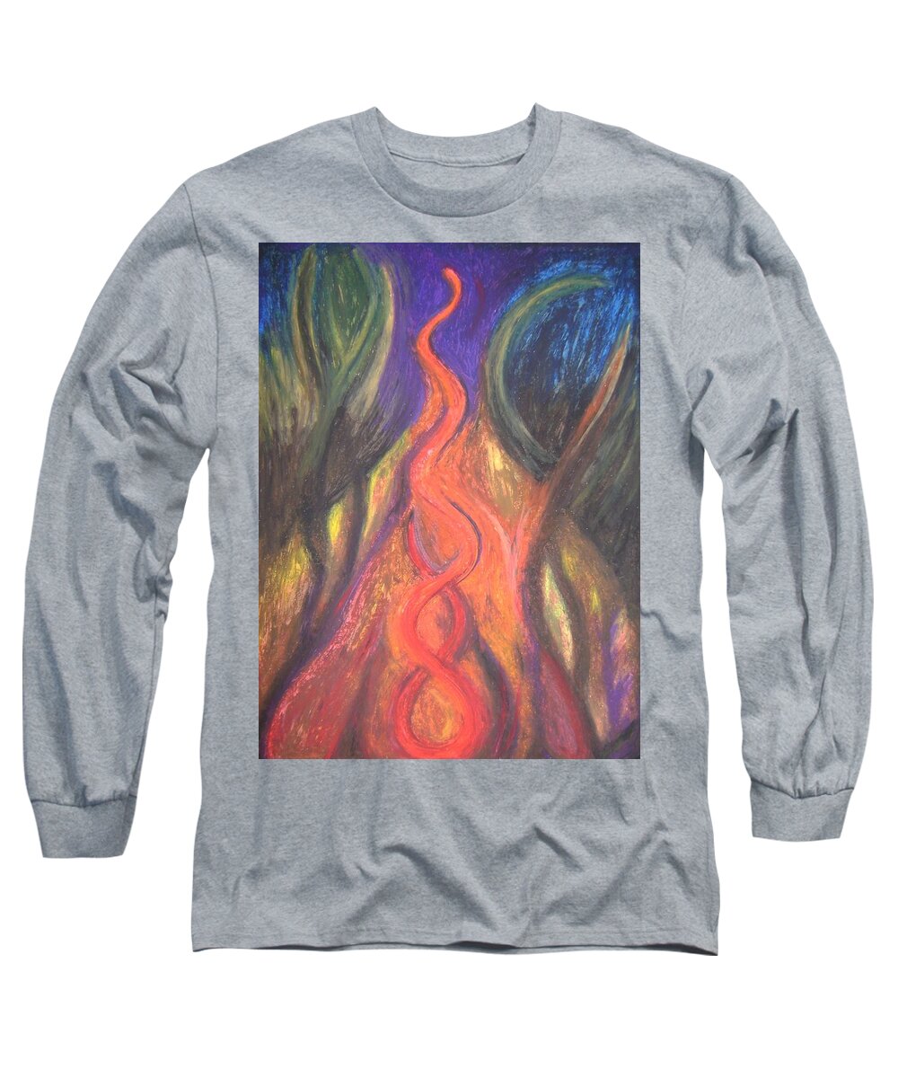 Root Chakra Long Sleeve T-Shirt featuring the pastel 1. Root Chakra by Therese Legere