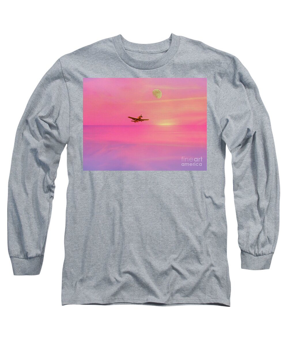 Plane Long Sleeve T-Shirt featuring the photograph Into The Wild Pink Yonder by Al Bourassa