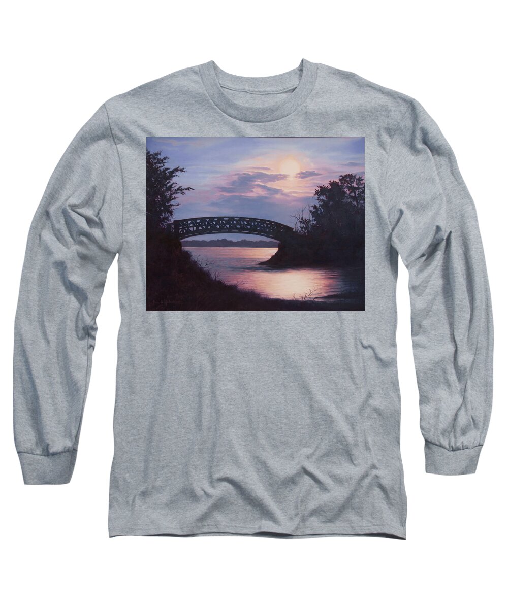 Landscape Long Sleeve T-Shirt featuring the painting Island Bridge by Heidi E Nelson