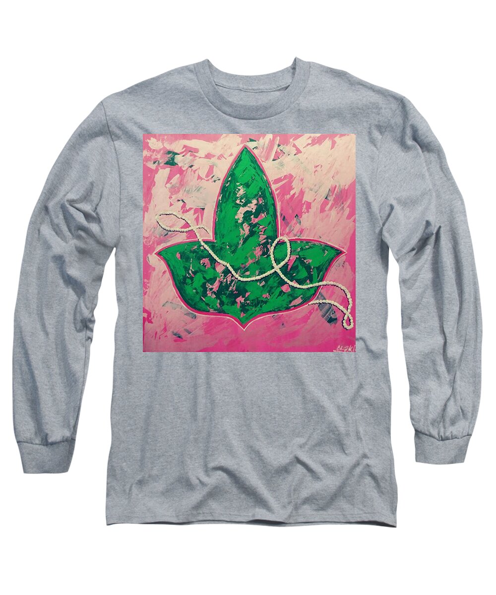 Aka Long Sleeve T-Shirt featuring the painting Ivy And Pearls by Femme Blaicasso