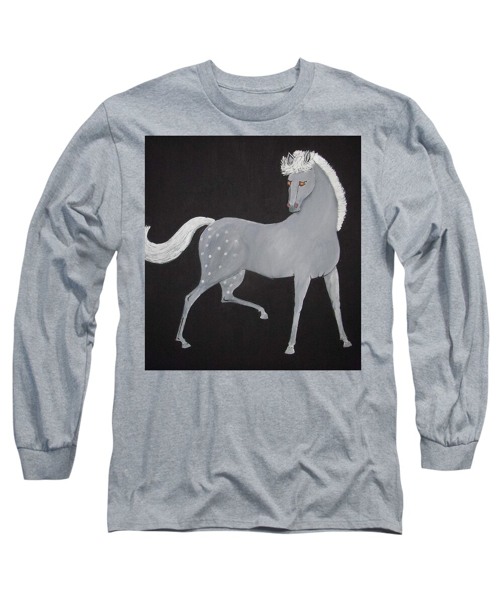 Horse Long Sleeve T-Shirt featuring the painting Japanese Horse 2 by Stephanie Moore