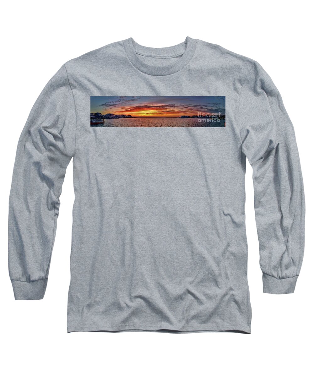 Sunrise Long Sleeve T-Shirt featuring the photograph Jersey Shore Panorama Ship Bottom by Jeff Breiman