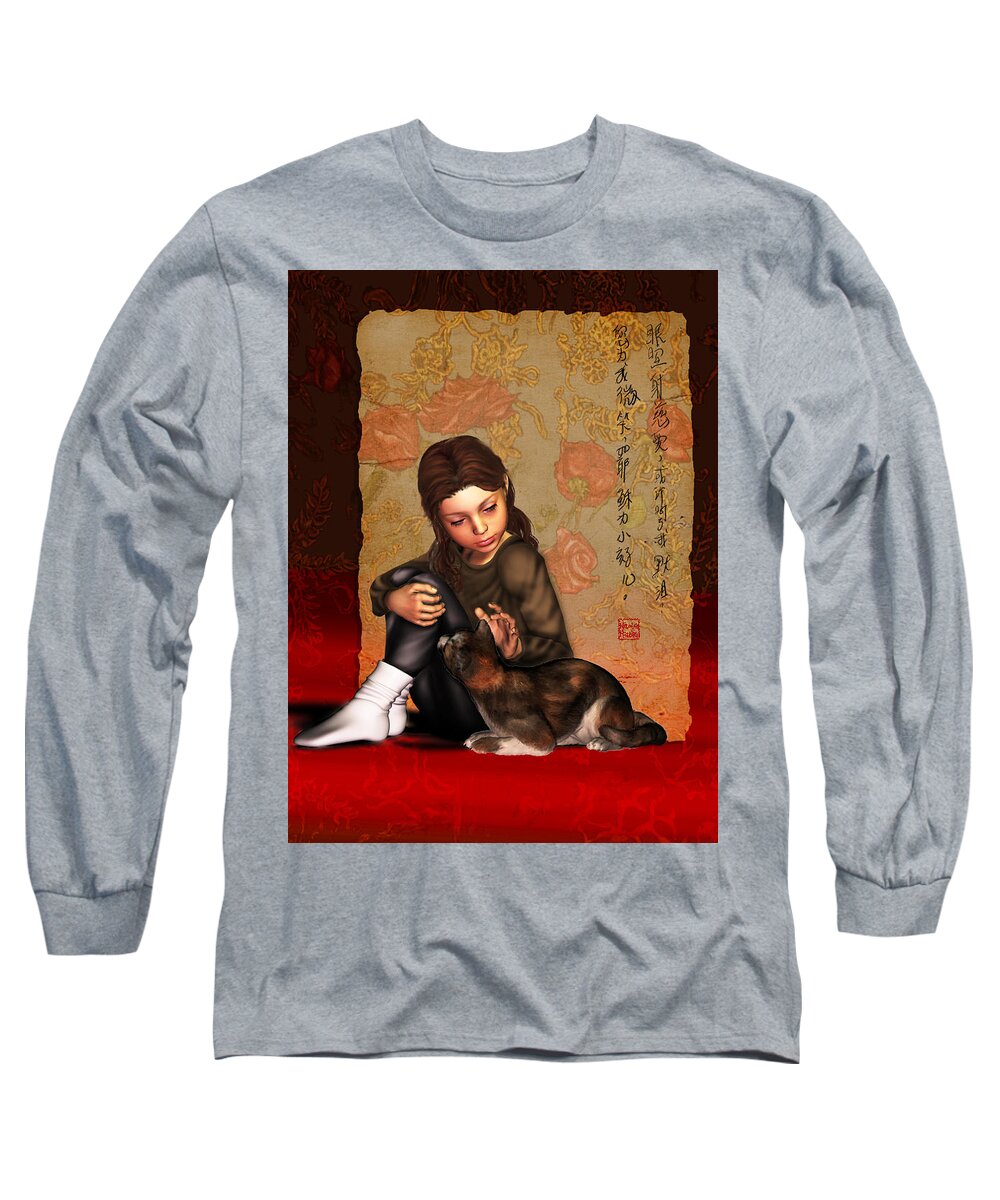 Child Long Sleeve T-Shirt featuring the digital art Jesus To A Child I by Nik Helbig
