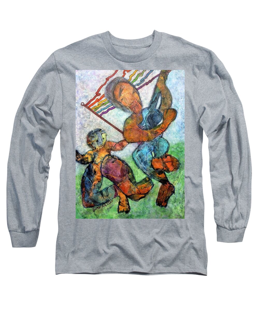 Social Justice Long Sleeve T-Shirt featuring the painting Jump for Joy by Jim Whalen