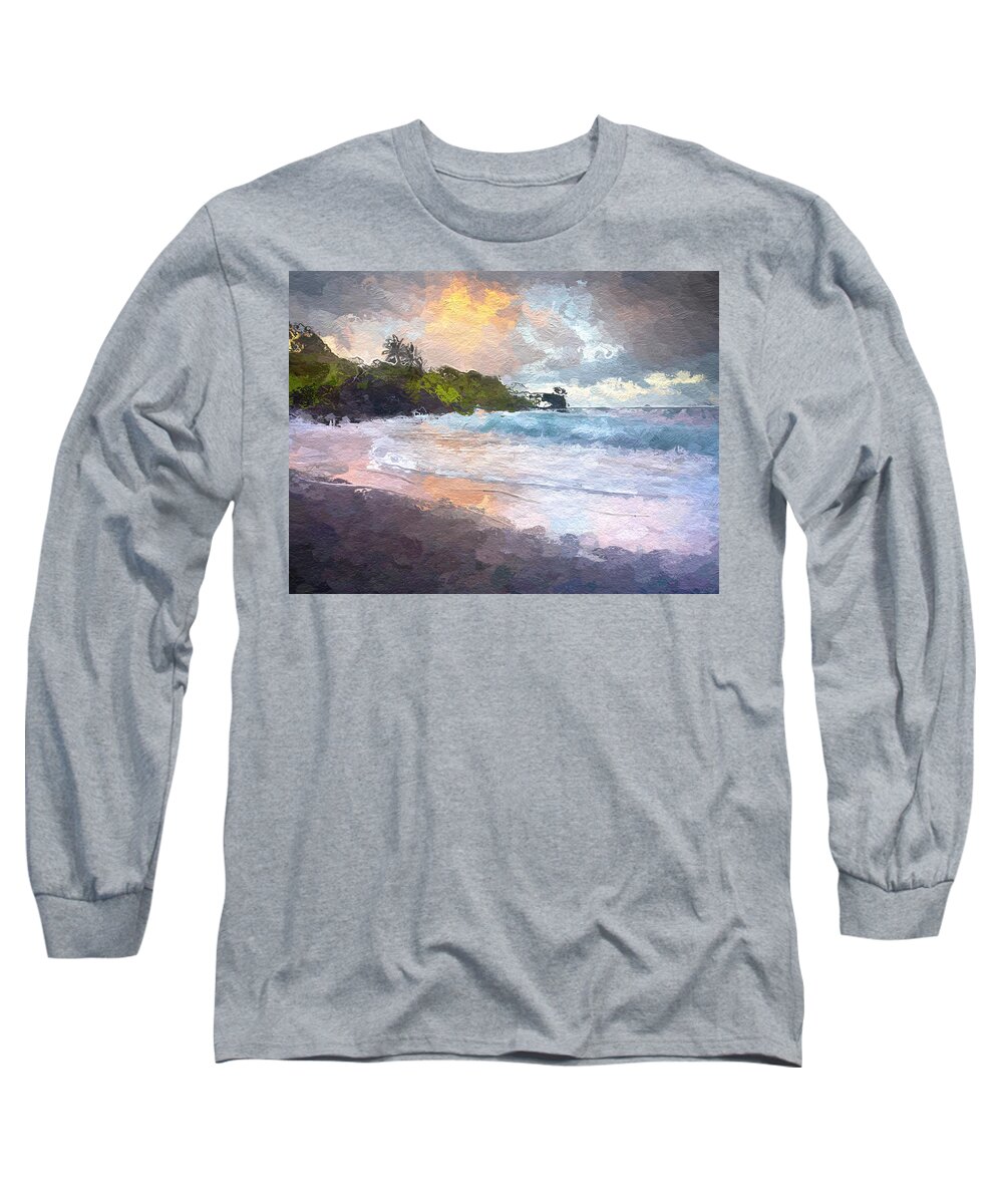 Anthony Fishburne Long Sleeve T-Shirt featuring the mixed media Just before sunrise by Anthony Fishburne
