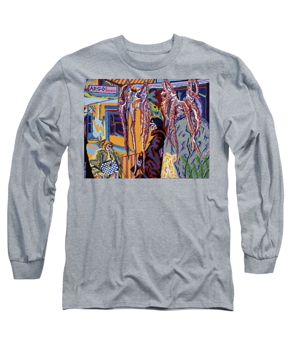 Greece Long Sleeve T-Shirt featuring the painting Kathy's Octopuses by Robert SORENSEN