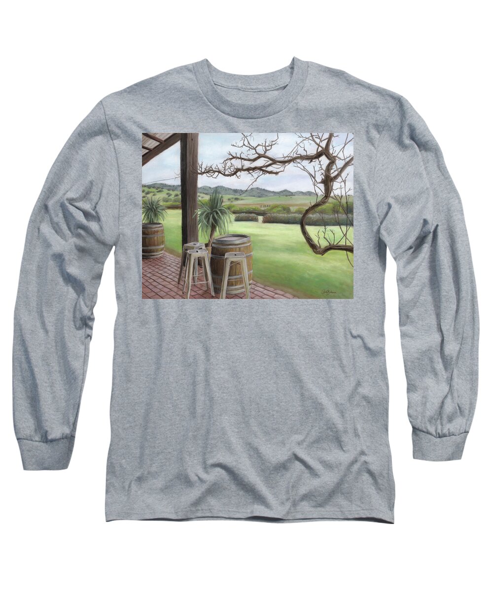 Vineyard Long Sleeve T-Shirt featuring the pastel Kellermeister View by Kirsty Rebecca