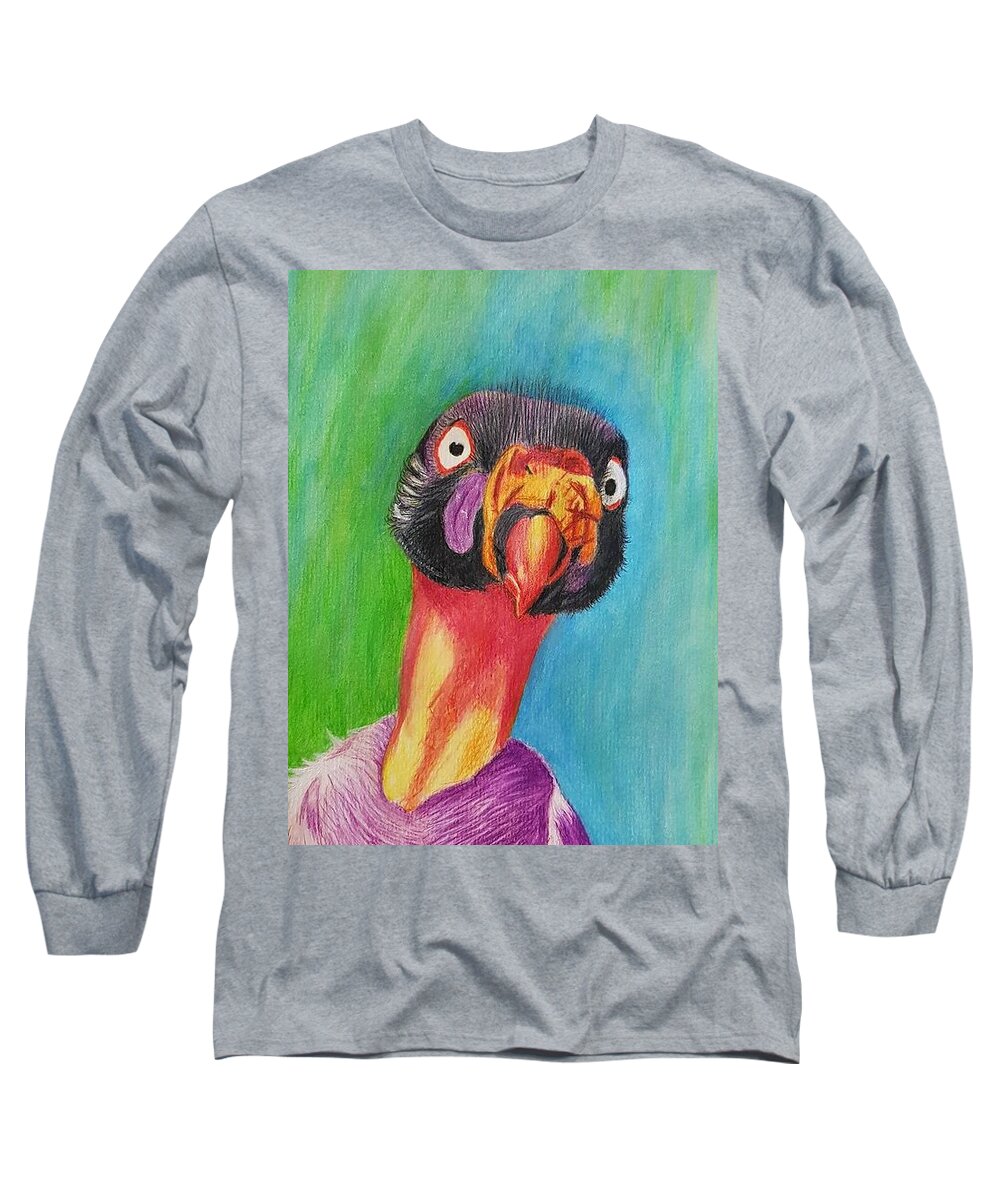 King Vulture Long Sleeve T-Shirt featuring the drawing King Vulture by Cassy Allsworth