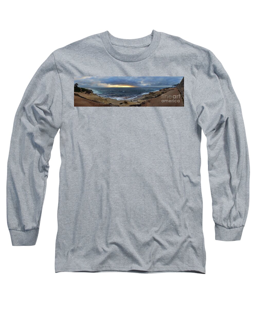 La Jolla Long Sleeve T-Shirt featuring the photograph La Jolla Shores Beach Panorama by Eddie Yerkish