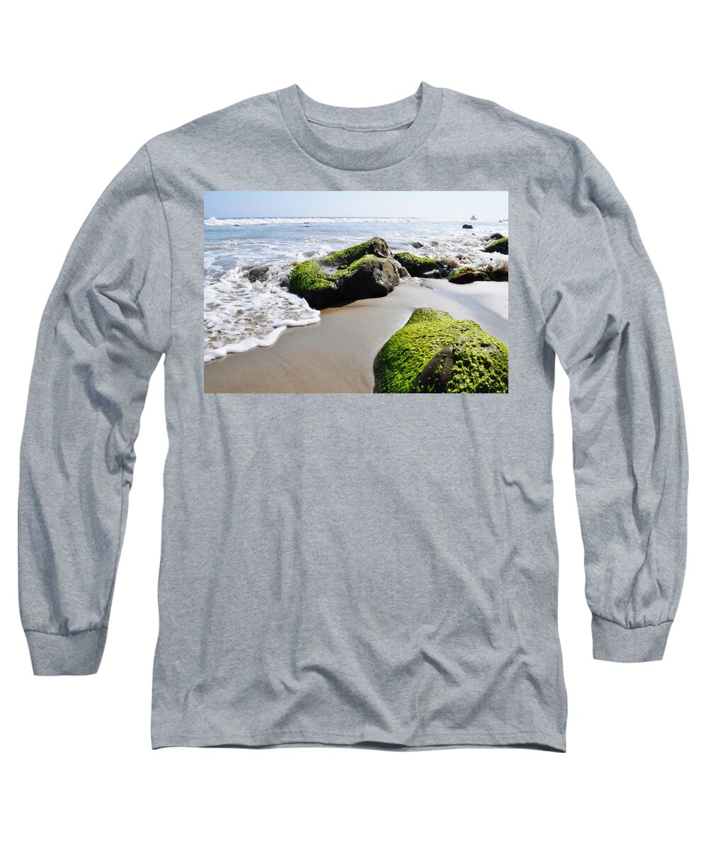 La Piedra State Beach Long Sleeve T-Shirt featuring the photograph La Piedra Shore Malibu by Kyle Hanson