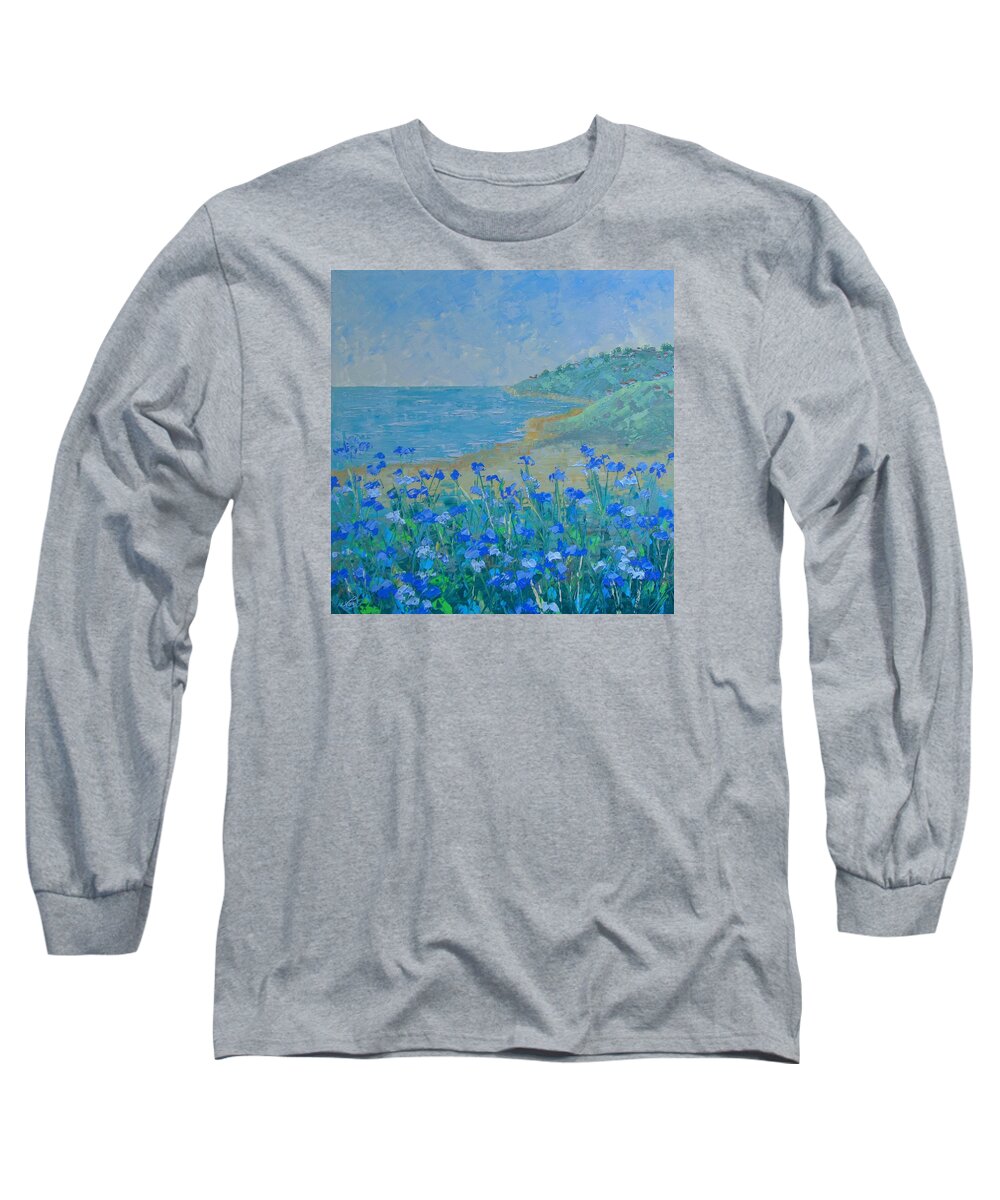 Floral Long Sleeve T-Shirt featuring the painting La riviera France by Frederic Payet