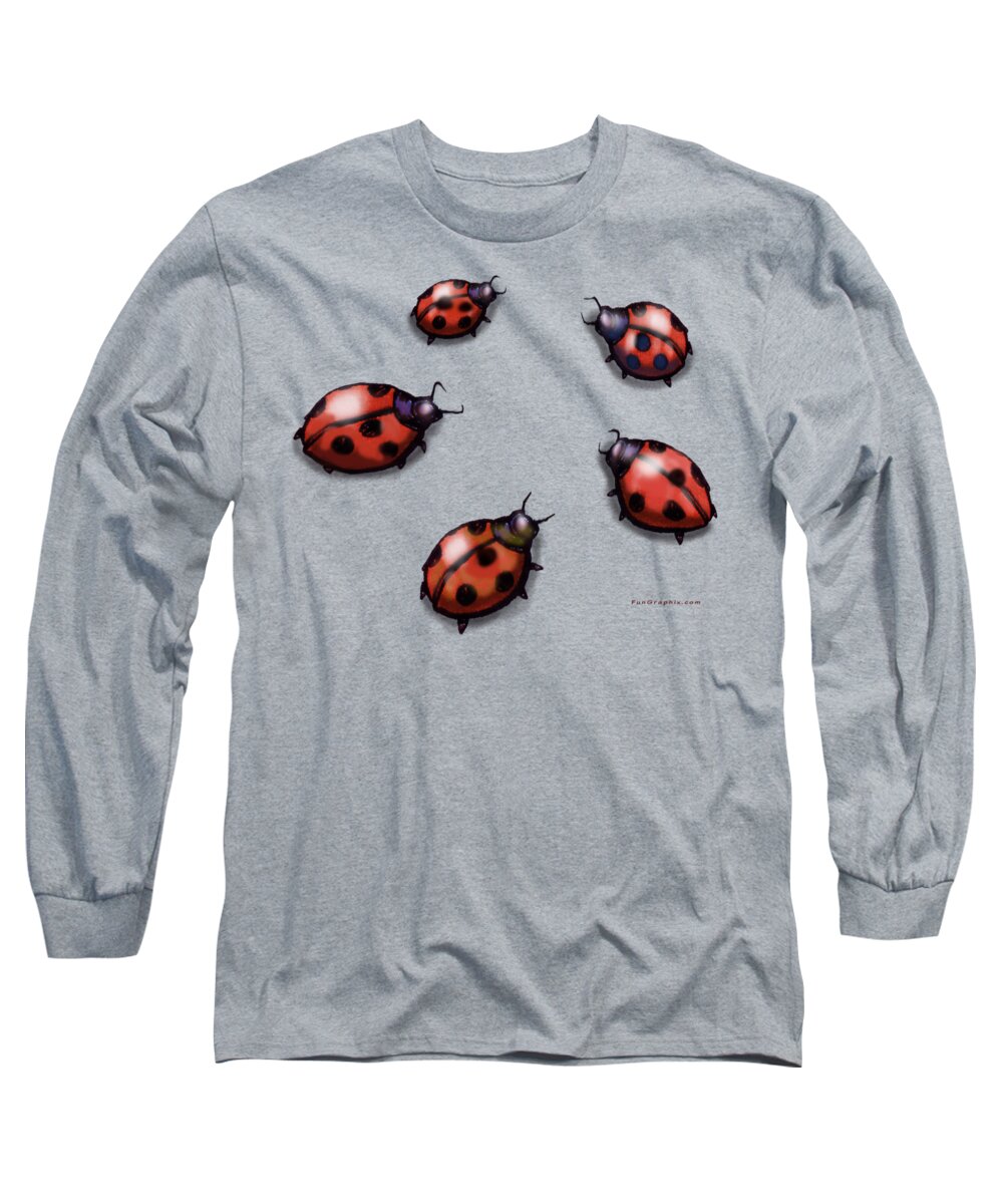 Ladybug Long Sleeve T-Shirt featuring the digital art Ladybugs by Kevin Middleton