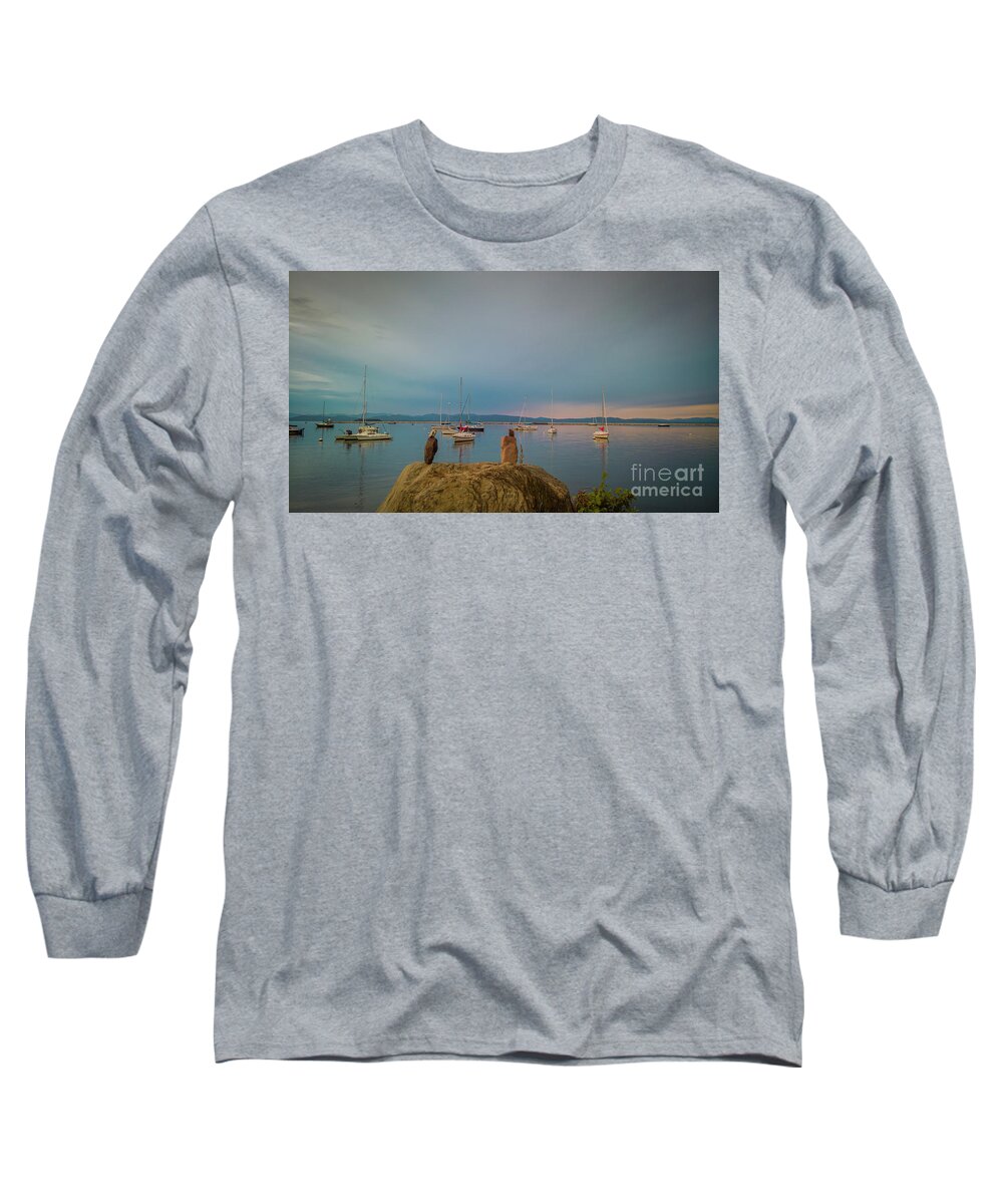 Lake Long Sleeve T-Shirt featuring the photograph Lake Champlain in the evening by Agnes Caruso