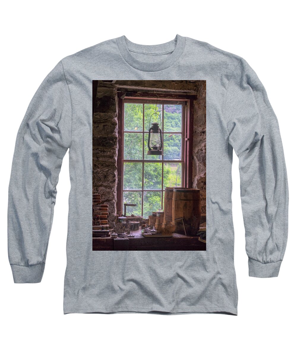 Bellows Falls Vermont Long Sleeve T-Shirt featuring the photograph Lantern And Window by Tom Singleton