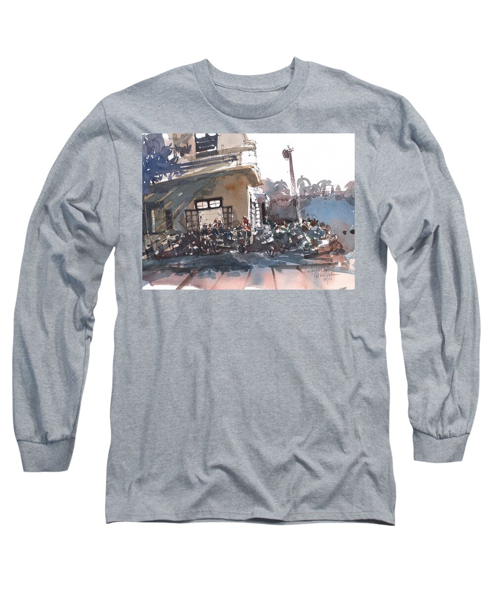Landscape Long Sleeve T-Shirt featuring the painting Learning English Hoi An Vietnam by Gaston McKenzie