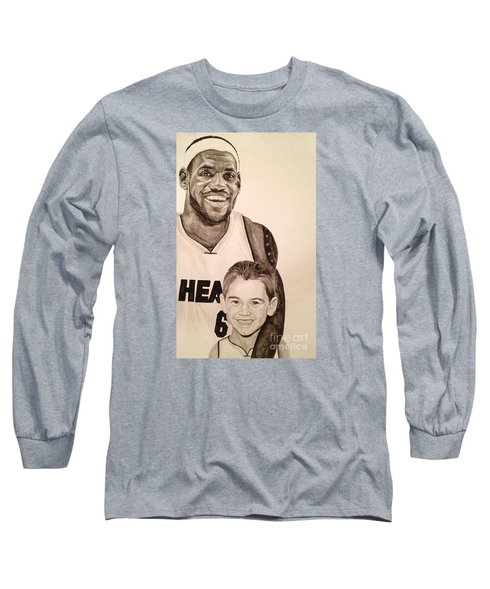 Lebron James Long Sleeve T-Shirt featuring the painting Lebron and Carter by Tamir Barkan