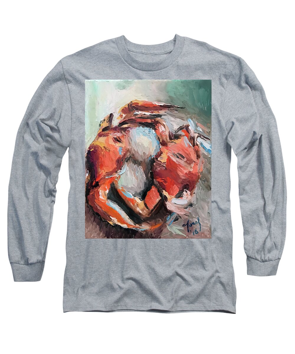 Theartistjosef Long Sleeve T-Shirt featuring the painting Let's Eat Crabs by Josef Kelly