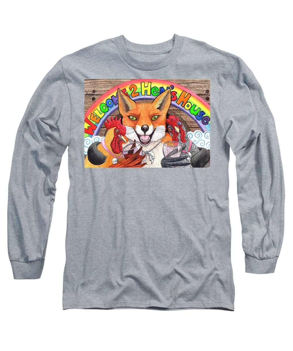Fox Long Sleeve T-Shirt featuring the painting Lets party like there's no tomorrow by Catherine G McElroy