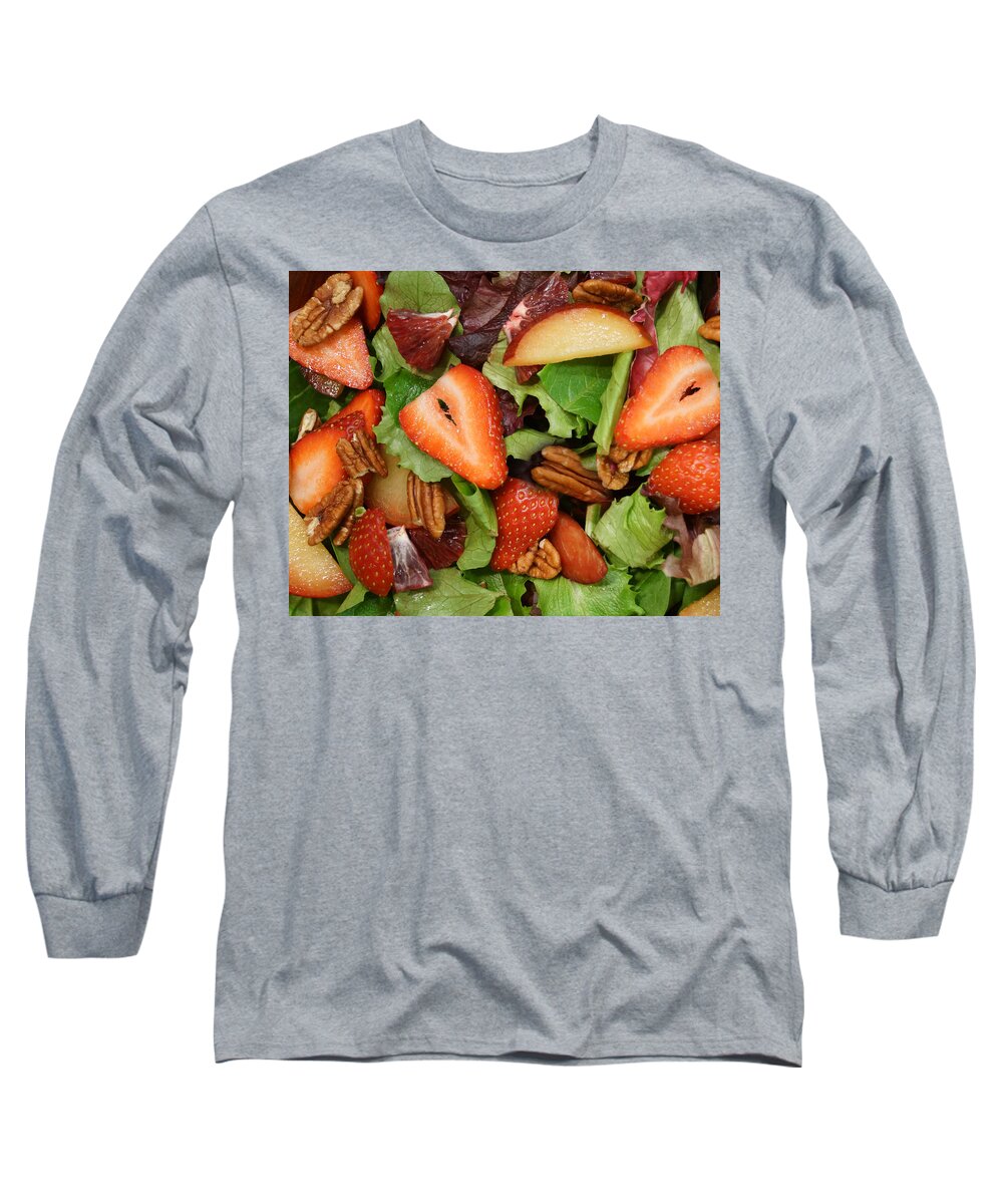 Salad Long Sleeve T-Shirt featuring the digital art Lettuce Strawberry Plum Salad by Jana Russon