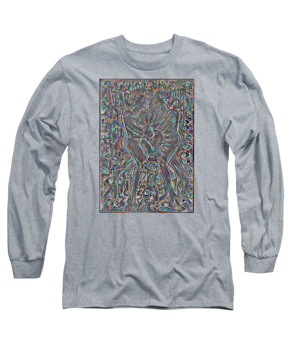 Abstract Art Long Sleeve T-Shirt featuring the mixed media Life Series 7 by Giovanni Caputo