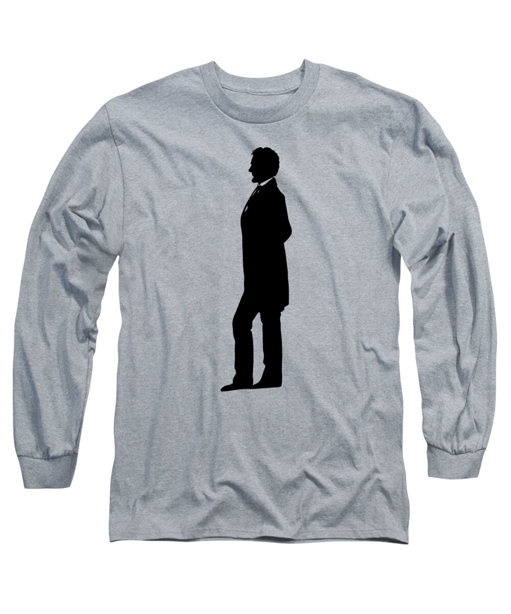 Abraham Lincoln Long Sleeve T-Shirt featuring the digital art Lincoln Silhouette and Signature by War Is Hell Store
