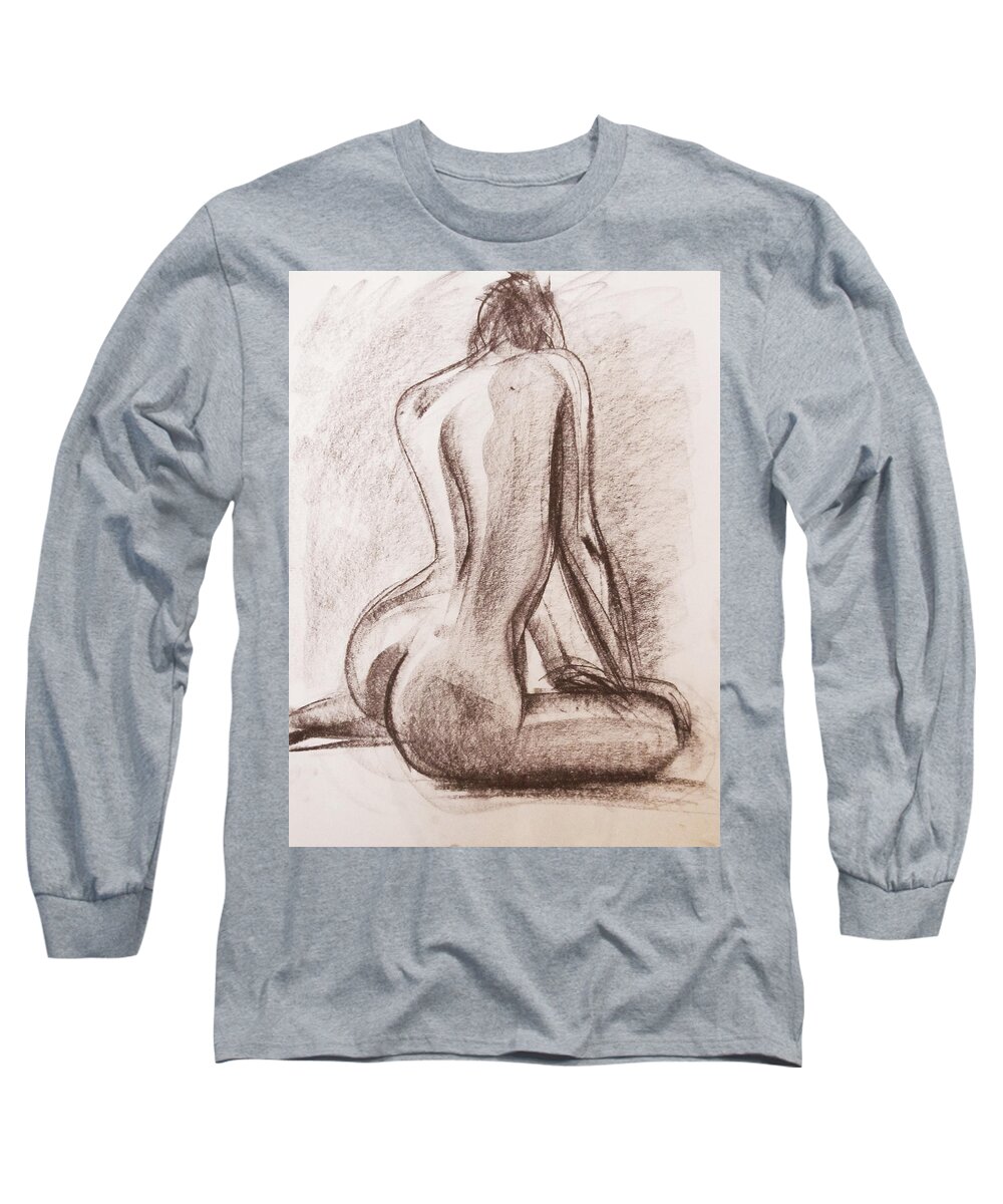 Beautiful Long Sleeve T-Shirt featuring the drawing Lisa by Jarko Aka Lui Grande
