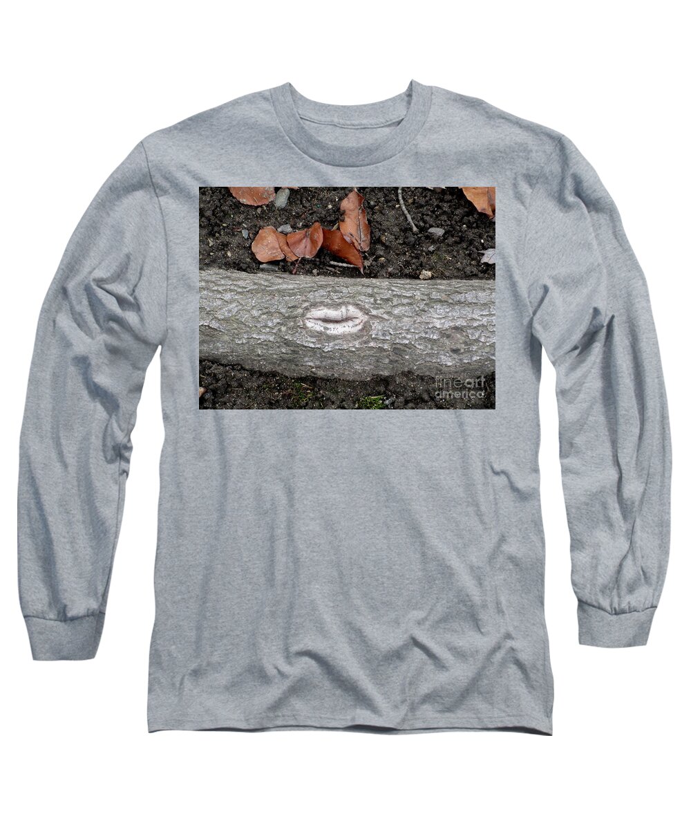 Lips Long Sleeve T-Shirt featuring the photograph Log Lips by Marie Neder