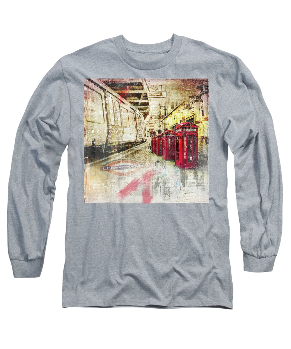 Londonart Long Sleeve T-Shirt featuring the digital art London Calling by Nicky Jameson