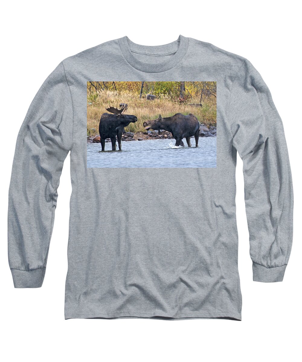 Moose Long Sleeve T-Shirt featuring the photograph Mad Mamma Moose by Gary Beeler