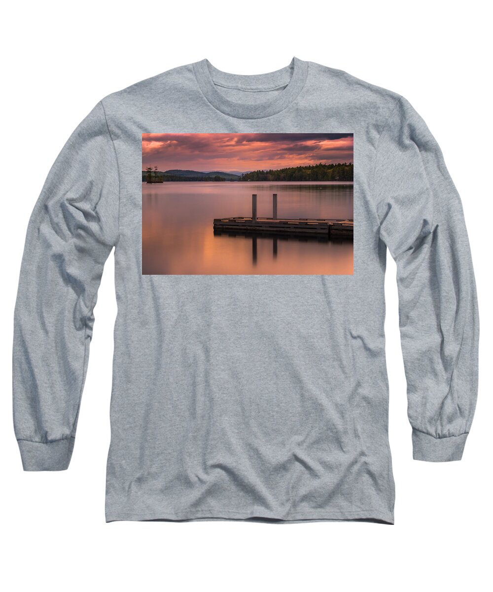 Maine Long Sleeve T-Shirt featuring the photograph Maine Highland Lake Boat Ramp at Sunset by Ranjay Mitra