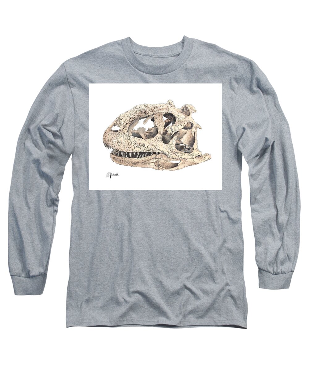 Majungasaur Long Sleeve T-Shirt featuring the digital art Majungasaur Skull by Rick Adleman