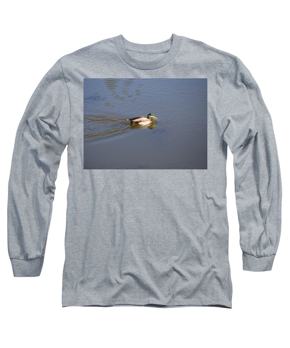 Animal Long Sleeve T-Shirt featuring the photograph Mallard Duck Burgess Res CO by Margarethe Binkley