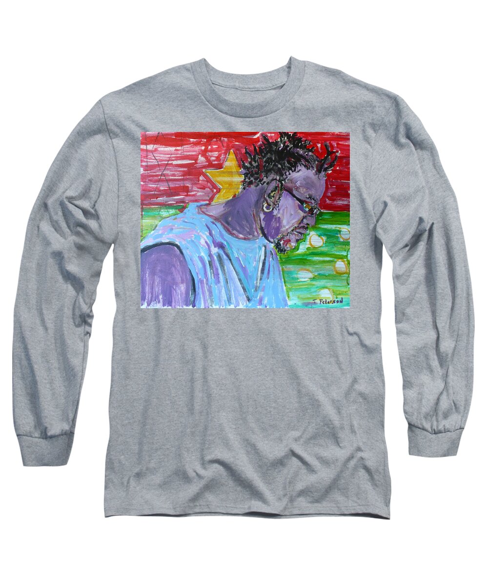 Acrylic Long Sleeve T-Shirt featuring the painting Man from Burkina Faso by Todd Peterson