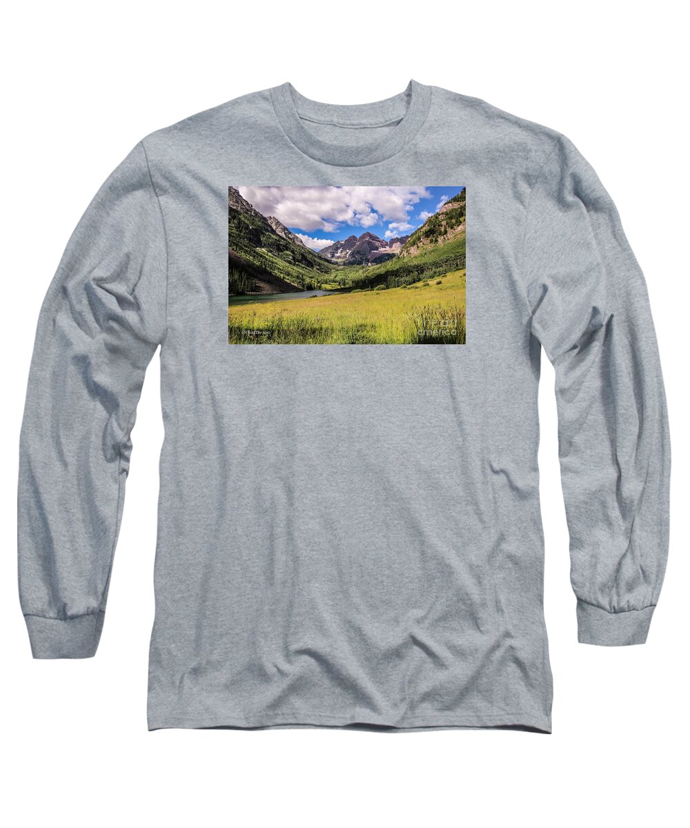 Maroon Bells Long Sleeve T-Shirt featuring the photograph Maroon Bells by Veronica Batterson