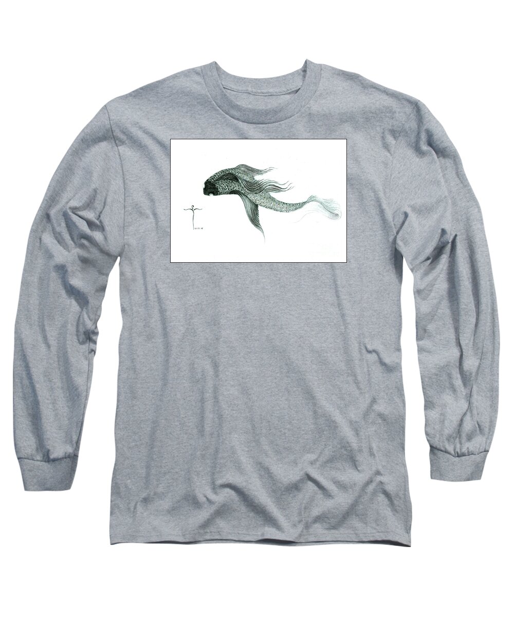 Long Sleeve T-Shirt featuring the drawing Megic Fish 1 by James Lanigan Thompson MFA