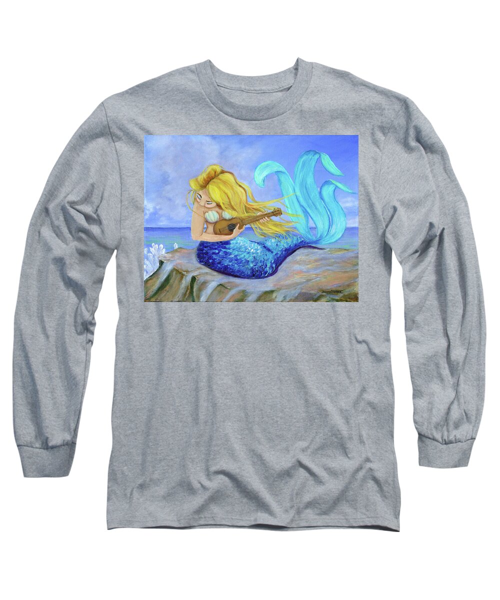 Mermaid Long Sleeve T-Shirt featuring the painting Mermaid Song by Donna Tucker