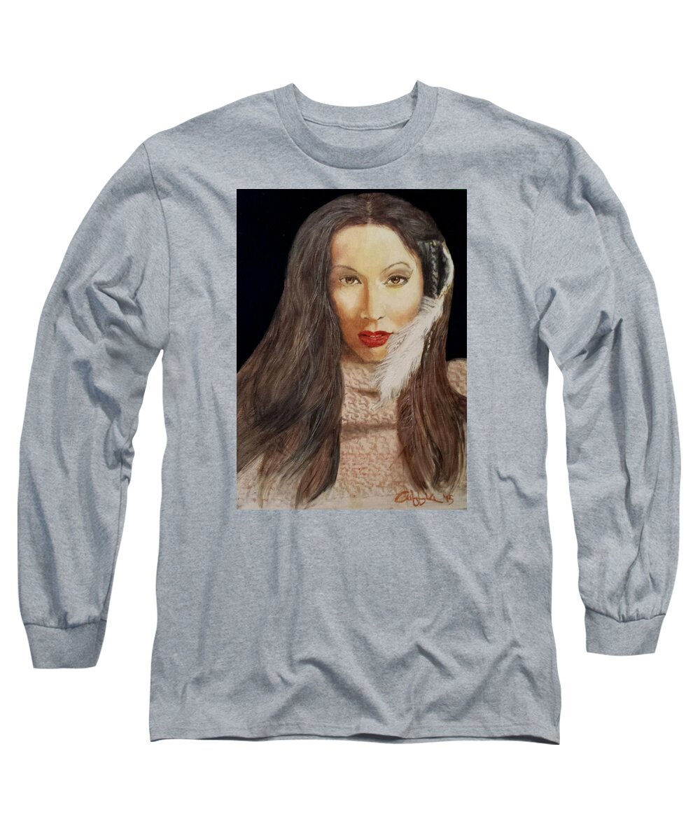 Queens Long Sleeve T-Shirt featuring the painting Michal No.2 by G Cuffia