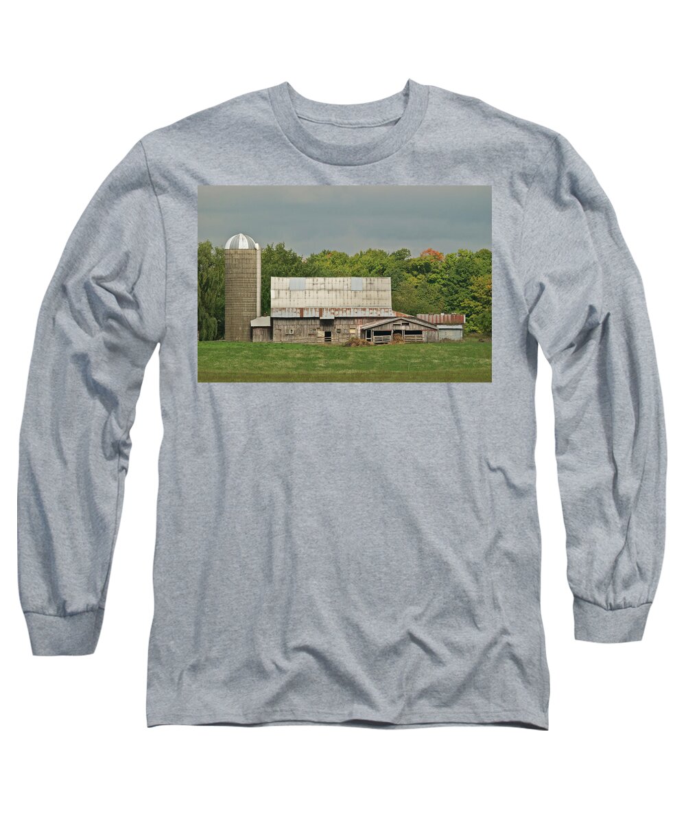 Dairy Long Sleeve T-Shirt featuring the photograph Michigan Dairy Barn by Michael Peychich