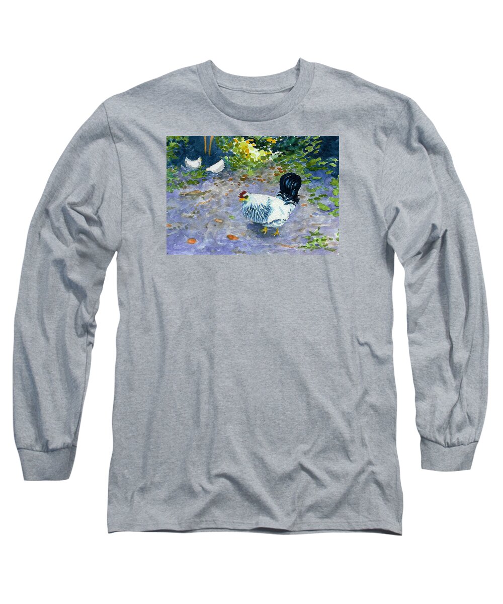 Chicken Long Sleeve T-Shirt featuring the painting Middleboro Ruler by Anne Marie Brown