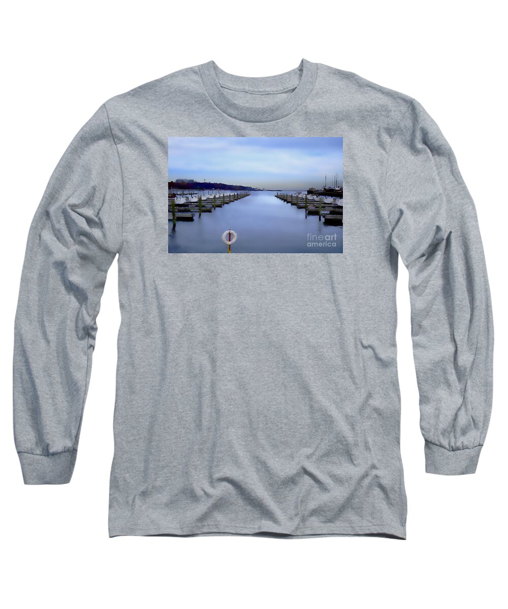 Milwaukee Long Sleeve T-Shirt featuring the digital art Milwaukee Marina November 2015 by David Blank